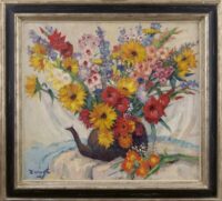 Arie Zwart: Kleurrijk bloemstilleven (in lijst)