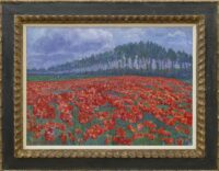 Jo Koster van Hattem: Bloemenveld in volle bloei bij Hattem (in lijst)