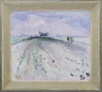 Jan Altink: Gronings landschap met ploegende boer (in lijst)