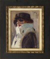 Anthonie Pieter Schotel: Vrouw met bontstola (in lijst)