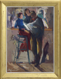 Jan Rijlaarsdam: Aan de bar in een café (in lijst)