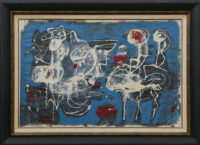 Jan Nieuwenhuys: Compositie blauw (in lijst)