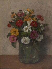 Johannes Evert Hendrik Akkeringa: Zinnia's in een glazen vaasje