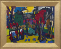Jan van der Zee: Kleurrijk landschap (in lijst)