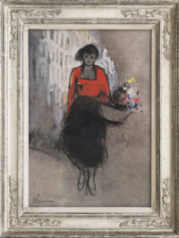 Jan Rijlaarsdam: Vrouw met bloemenmand (in lijst)