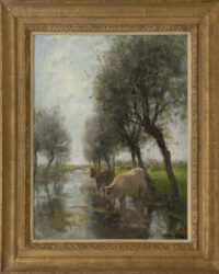 Willem Maris: Koeien aan de waterkant (in lijst)