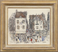 Jan Rijlaarsdam: Winkelen op het Rokin, Amsterdam (in lijst)
