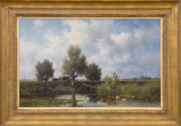 Willem Roelofs: Zomers weidelandschap (in lijst)