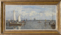 Cornelis Vreedenburgh: Zeilvertier op de Loosdrechtse Plassen (in lijst)