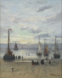 Hendrik Willem Mesdag: Bomschuiten aan de kust