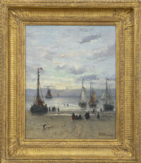 Hendrik Willem Mesdag: Bomschuiten aan de kust (in lijst)