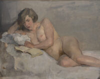 Isaac Israels: Lezend naakt op bed (Sjaantje van Ingen)