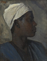 Leopold Carl Müller: Portret van een jongen met een witte tulband