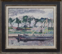 Jan Altink: Afgemeerde boot (in lijst)