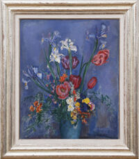Jan Sluijters: Voorjaarsbloemen in een blauwe vaas (in lijst)
