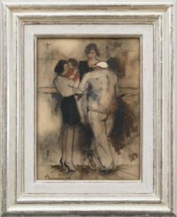 Jan Rijlaarsdam schilderij te koop.: Aan de bar (in lijst)