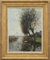 Willem Maris: Polderlandschap met eenden (in lijst)