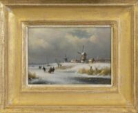 Lodewijk Johannes Kleijn: IJsgezicht met schaatsers (in lijst)