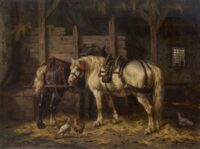 Willem Boogaard: Twee paarden in een stal