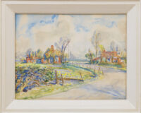 Johan Dijkstra: Zonnig Gronings landschap (in lijst)