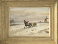 Otto Eerelman: Arrenslee in winters landschap (in lijst)