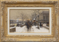 Eugène Galien-Laloue: Gezicht op rue de Rivoli en het Louvre (in lijst)
