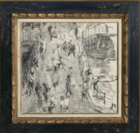 Isaac Israels: Leliegracht te Amsterdam (in lijst)