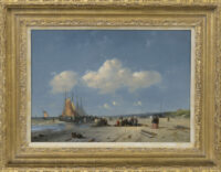 Charles Leickert: Visafslag op het strand (in lijst)