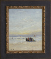 Gerhard Arij Ludwig 'Morgenstjerne' Munthe: Vissersvolk op het strand (in lijst)