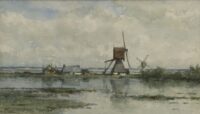 Willem Roelofs: Polderlandschap met twee molens