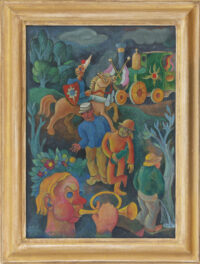 Louis Schrikkel: Kleurrijke figuren (in lijst)