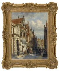 Cornelis Springer: Ingang van de Gemeenteschool aan de Vriesestraat, Dordrecht (in lijst)