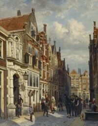 Cornelis Springer: Ingang van de Gemeenteschool aan de Vriesestraat, Dordrecht