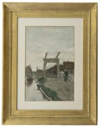 Hendrik Johannes Weissenbruch: De Teuntjesbrug bij Nieuwkoop (in lijst)