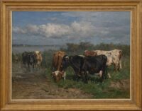 Johannes de Haas: Koeien in de uiterwaarden van de IJssel (in lijst)