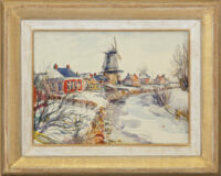Johan Dijkstra: Winters gezicht op Mensingeweer (in lijst)
